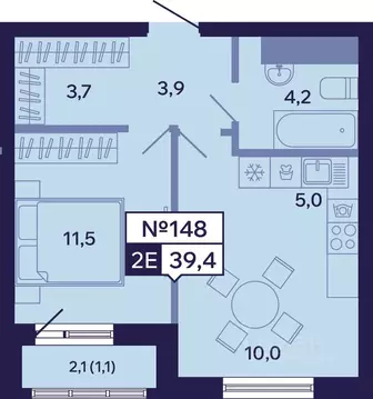 2-к кв. Саха (Якутия), Якутск ул. Новопортовская, 1Д (39.4 м)