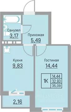 1-к кв. Пермский край, д. Кондратово ул. Водопроводная, 6/4 (35.09 м)
