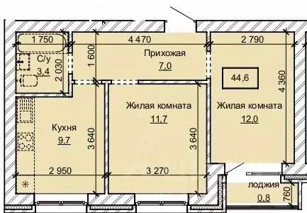 2-к кв. Алтайский край, Барнаул ул. Анатолия (44.6 м)
