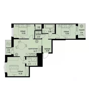 3-к кв. Ленинградская область, Мурино Всеволожский район, ул. ...