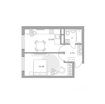 1-к кв. Московская область, Мытищи ул. Красная Слобода (37.31 м)