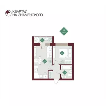 1-комнатная квартира: Тобольск, микрорайон 3Б, 6Бк2 (44.69 м)