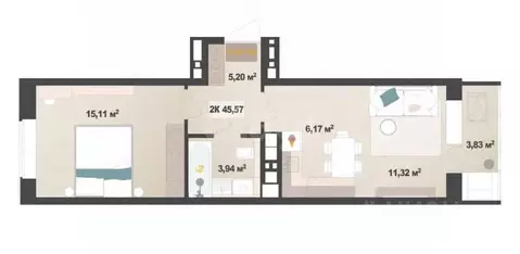 2-к кв. Удмуртия, Ижевск Воткинское ш., 61А (49.84 м)