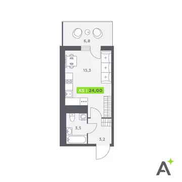 Квартира-студия: Кудрово, Солнечная улица, 4 (24 м)
