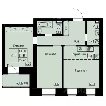 3-к кв. Красноярский край, Красноярск ул. Елены Стасовой, 82 (63.5 м)