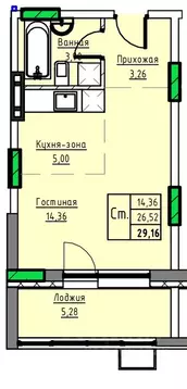 1-к кв. Алтайский край, Заринск 1-й мкр,  (29.16 м)