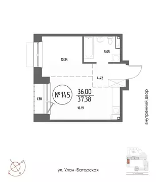 1-к кв. Иркутская область, Иркутск Макс жилой комплекс (37.38 м)