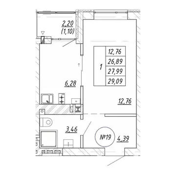 1-к кв. Калининградская область, Зеленоградск  (29.09 м)