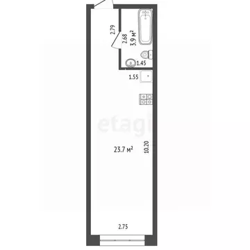 Студия Костромская область, Кострома Юбилейная ул., 28/4 (27.6 м)