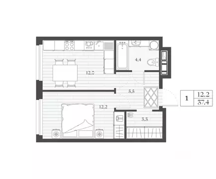 1-к кв. Дагестан, Дербент ул. Сальмана (37.4 м)