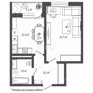 1-к кв. Тюменская область, Тюмень Широтная ул., 191 (48.3 м)