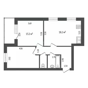 2-к кв. Вологодская область, Вологда Верхний пер., 3 (60.5 м)