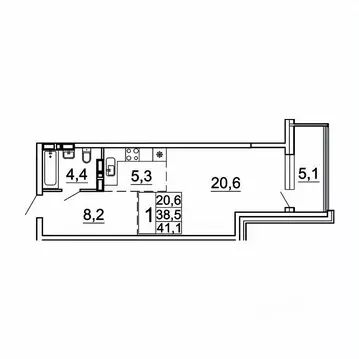 1-к кв. Приморский край, Владивосток Лесная ул., 1В/1 (41.1 м)