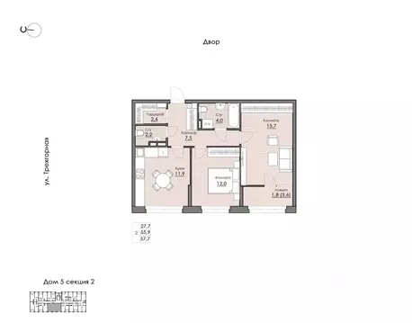 2-к кв. Хабаровский край, Хабаровск Воронежская ул., 159А (57.7 м)