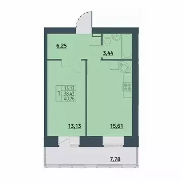 1-к кв. Красноярский край, Красноярск ул. Светлова, 12 (40.4 м)