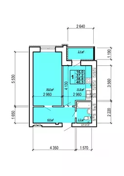 1-к кв. Саратовская область, Энгельс ул. Колотилова, 100 (40.3 м)