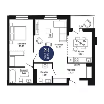 2-к кв. Новосибирская область, Новосибирск 1-й на Рябиновой жилой ...