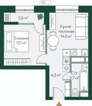 1-к кв. Волгоградская область, Волгоград Новосибирская ул., 74 (36.85 ...