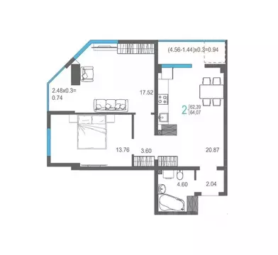 2-к кв. Крым, Ялта ул. Кирова, 155Ак2 (64.07 м)