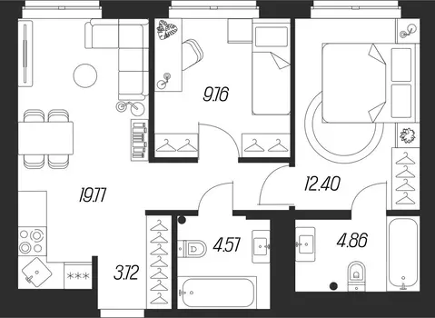 2-к кв. Тульская область, Тула городской округ, с. Осиновая Гора, ...