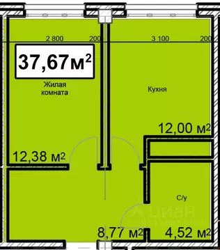 1-к кв. Ставропольский край, Ессентуки ул. Благодатная, 22к3 (37.67 м)