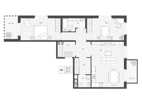2-к кв. Дагестан, Дербент ул. Сальмана (87.9 м)