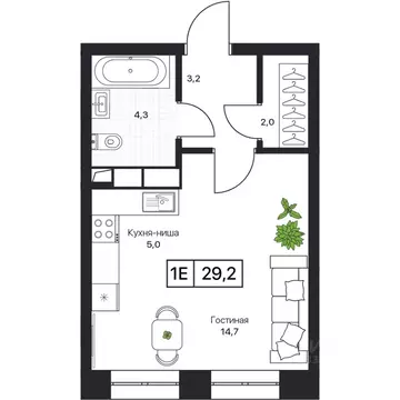 Студия Московская область, Пушкино Пушкино Град жилой комплекс, к2 ...