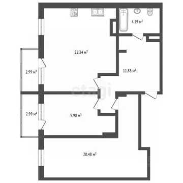 3-к кв. Саха (Якутия), Якутск ул. Кузьмина, 18 (71.83 м)