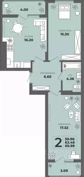 2-к кв. Калининградская область, Калининград ул. Генерала Толстикова, ...