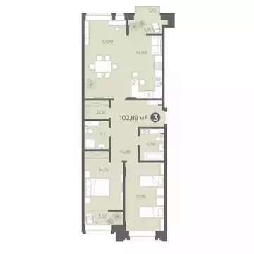 3-к кв. Чувашия, Чебоксары ул. Карла Маркса, 50 (102.89 м)