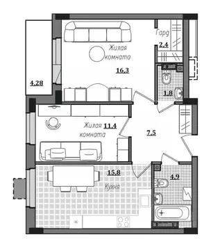 2-к кв. Смоленская область, Смоленск ул. Александра Степанова, 14 ...