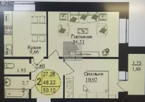 2-комнатная квартира: Йошкар-Ола, улица Панфилова, 33Б/3 (53 м)