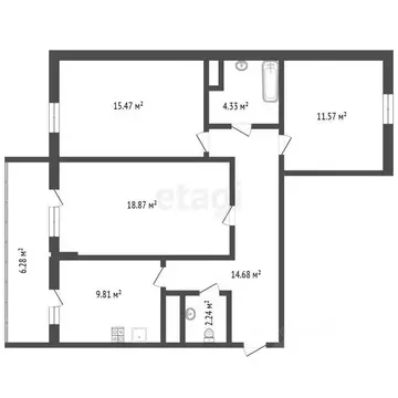 3-к кв. Воронежская область, Воронеж бул. Олимпийский, 12 (80.11 м)