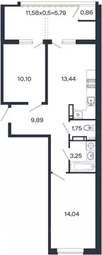 2-к кв. Краснодарский край, Краснодар Образцово мкр,  (59.12 м)