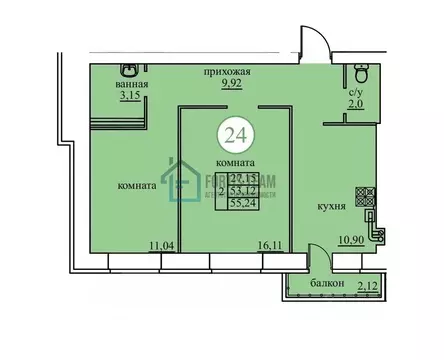 2-к кв. Ярославская область, Ярославский муниципальный округ, пос. ...
