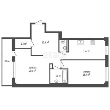 2-к кв. Ростовская область, Батайск ул. Комарова, 132а (72.6 м)