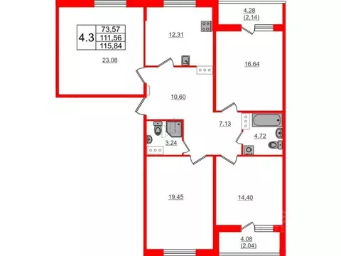 3-к кв. Ленинградская область, Кудрово г. Всеволожский район, ...
