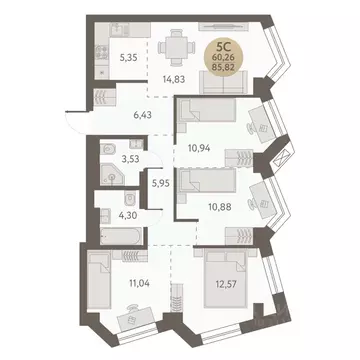 5-к кв. Новосибирская область, Новосибирск Урбан Пикс жилой комплекс ...