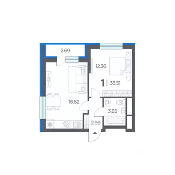1-к кв. Рязанская область, Рязанский муниципальный округ, с. Дядьково ...