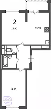 2-комнатная квартира: Москва, Кусковская улица, 12/1 (57.6 м)