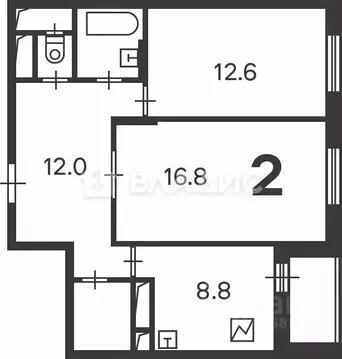 2-к кв. Москва Волгоградский просп., 97К3 (56.8 м)