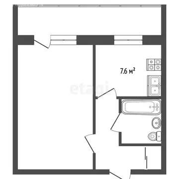 1-комнатная квартира: Вологда, Дальняя улица, 18А (34.6 м)