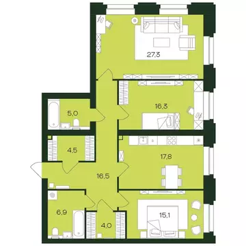 3-к кв. Чувашия, Чебоксары просп. Чебоксарский, 45к3 (115.1 м)