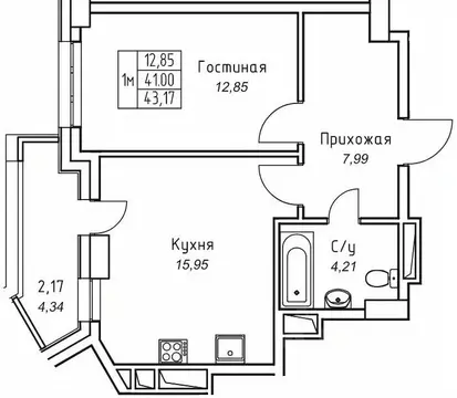 1-к кв. Саха (Якутия), Якутск 11-й кв-л,  (43.17 м)