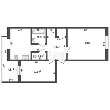 2-комнатная квартира: Анапа, улица Ленина, 193 (61.2 м)