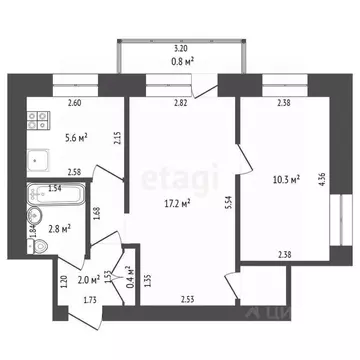 2-к кв. Башкортостан, Стерлитамак Социалистическая ул., 4 (39.6 м)