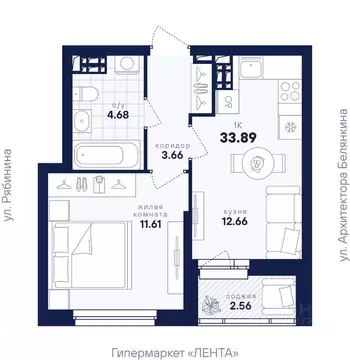1-к кв. Свердловская область, Екатеринбург Академический мкр, ...