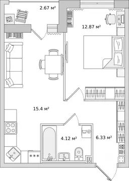 1-к кв. Ленинградская область, Всеволожский район, Свердловское ...