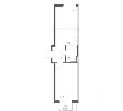 1-к кв. Москва № 37 кв-л,  (48.3 м)