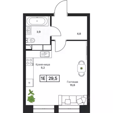 Студия Московская область, Пушкино Пушкино Град жилой комплекс (29.9 ...